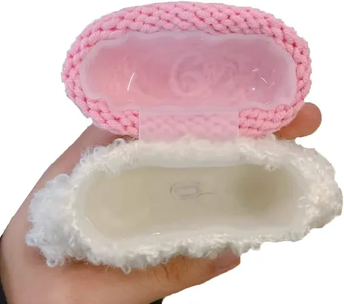 Vista 8 de Lindo estuche de felpa suave hecho a mano de piel blanca esponjosa para perros y perritos de peluche para Airpods2 Airpod de dibujos animados