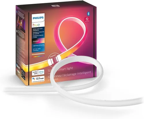 Vista 10 de Philips Hue Kits de base de tira de luz LED inteligente para interiores de 6 pies con enchufes, efecto multicolor fluido, paquete de 2, control