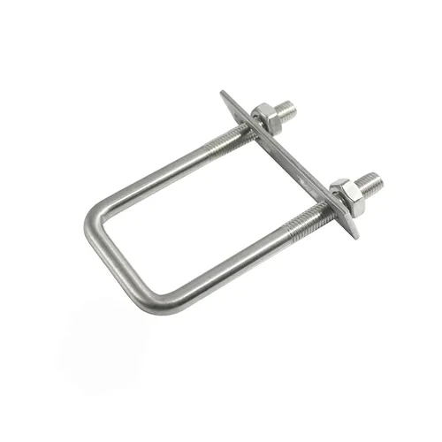 Vista 11 de Pernos en U cuadrados de acero inoxidable 304 de 1 "(25 mm) de ancho interior, 3 "(75 mm) de longitud inoxidable M8 con tuercas, placa de marco