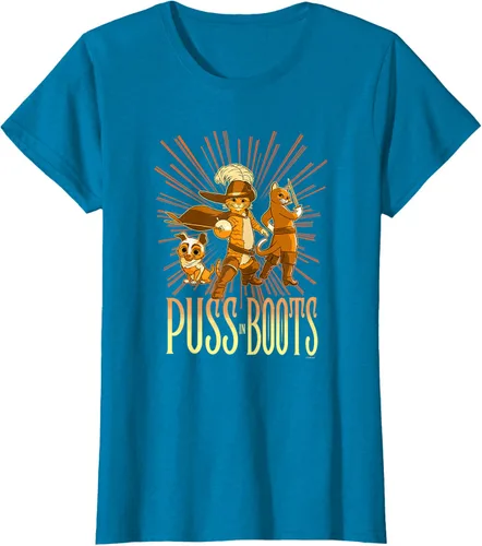 Vista 100 de DreamWorks Puss in Boots: The Last Wish Cat Trio Poster - Camiseta pequeña Negro