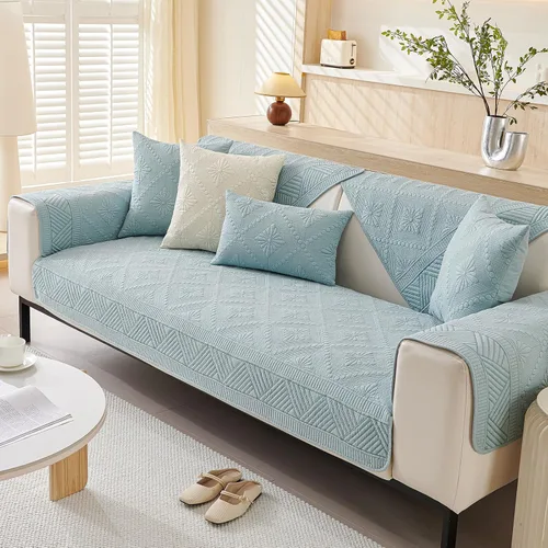 Vista 5 de vctops Funda acolchada de algodón bohemio para sofá, lavable, suave, antideslizante, con bordado floral, protector de muebles para perros, niños
