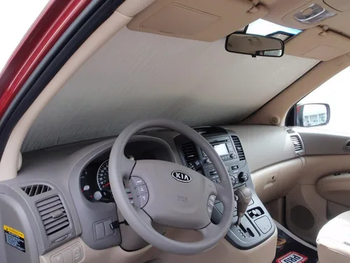 Vista 9 de HeatShield, The Original parasol para parabrisas con ajuste personalizado para Kia Sedona Minivan 2006, 2007, 2008, 2009, 2010, 2011, 2012 Gold