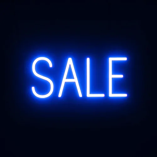 Vista 23 de SpellBrite Letrero de venta para empresas Señales relacionadas con la venta con aspecto de neón, luces LED blancas 16.3 x 6.3 pulgadas Blanco