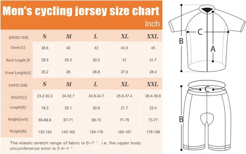 Vista 7 de Conjunto de camiseta de ciclismo para hombre, camiseta reflectante de secado rápido y pantalones cortos de ciclismo acolchados 3D, M