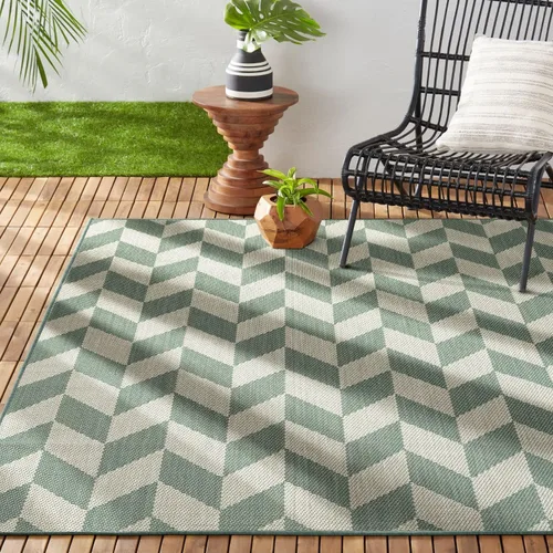 Vista 14 de Nicole Miller New York Patio Country Calla - Alfombra contemporánea de espiga para pasillo de interiores y exteriores, azul/gris, 1 pie y 9 pulgadas
