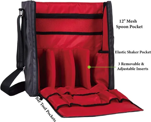 Vista 3 de Jillmo Bolsa de bar de viaje, bolsa impermeable para llevar kit de cóctel (solo bolsa)