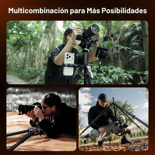 Vista 6 de COMAN T1SV5 Trípode de fibra de carbono con liberación de una sola presión, trípode profesional ajustable de 63 pulgadas para cámara, trípode