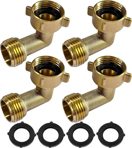 Vista 8 de Conector de codo de manguera de jardín de 90 grados Montaje de Adaptador de manguera de entrada de agua RV con lavadora a presión 3/4 "FHT x 3/4