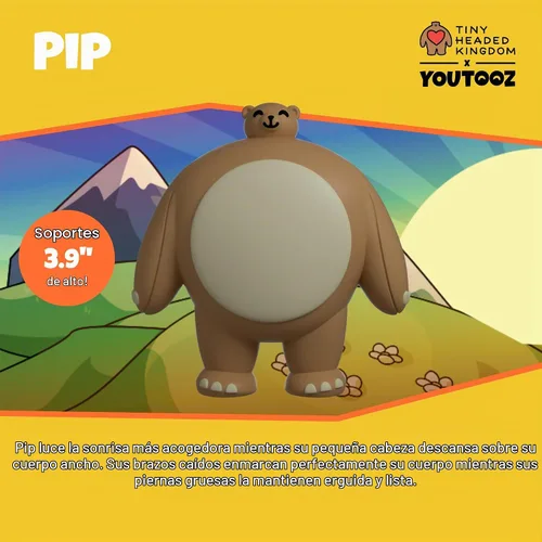 Vista 2 de Youtooz Pip - Figura de vinilo de 3.9 pulgadas, oso coleccionable de Tiny Headed Kingdom por Youtooz Tiny Headed Kingdom Collection