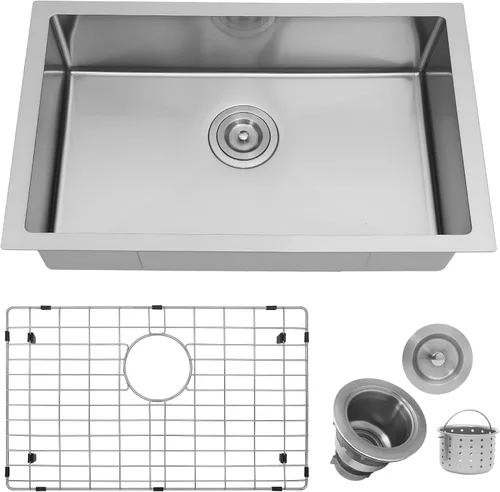 Vista 11 de Kitsitchen SUS304 - Fregadero de cocina negro para autocaravana, fregadero de cocina de acero inoxidable para montaje inferior, 23 x 16 x 7