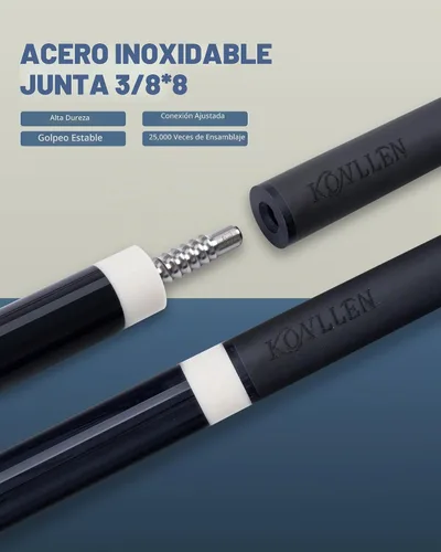 Vista 8 de KONLLEN Carbon Fiber Pool Cue, Low Deflection Shaft with Pro Taper 1.0 Taco negro