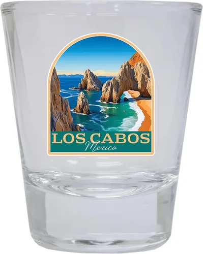 Vista 6 de Los Cabos Mexico Design B Souvenir - Vaso de chupito redondo de 1.5 onzas, color azul, paquete de 2