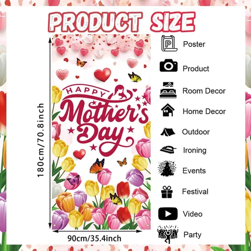 Vista 2 de Decoraciones para el Día de la Madre, Día de la Madre, Día de la Madre, decoración de fiesta del día de la madre, 71 x 35 pulgadas