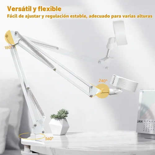 Vista 4 de Soporte blanco para secador de pelo de perro, soporte giratorio de 360° con abrazadera ajustable para secadores de pelo, soporte 3 en 1 para secador