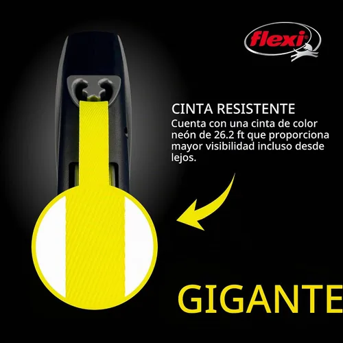 Vista 4 de FLEXI Correa Retráctil Giant Tape para Perros Medianos de Hasta 55 libras – 26 pies, Negro Correa para Caminar Mascotas Sin Enredos con Freno