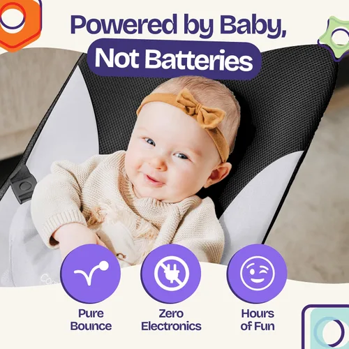 Vista 5 de ComfyBumpy Asiento Ergonómico Rebotador para Bebé - Estuche de Transporte de Viaje Adicional - Silla Rebotadora Segura y Portátil con Posiciones