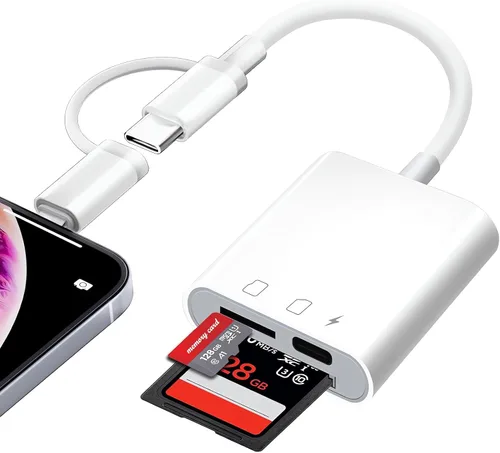 Vista 9 de Lector de tarjetas SD para iPhone, iPad Mac, USB C y Lightning Dual Connector Adaptador de cámara digital para iPhone, adaptador de tarjeta SD