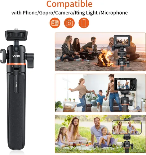 Vista 7 de VRIG Trípode con Palo de Extensión de 21.6", Mini Palo para Selfie Trípode Soporte Mango con Agarre para DJI Osmo Pocket 3, Insta 360 X5 Webcam