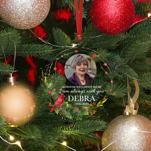 Vista 8 de Adorno conmemorativo de Navidad con foto personalizada, adorno conmemorativo personalizado con nombre y fechas, regalos de duelo, regalos