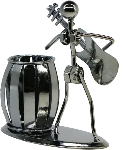 Vista 2 de Soporte para Bolígrafos de Escritorio, Porta Lápices de Estilo Guitarra para Regalos para Hombres, Linda Taza de Metal para Bolígrafos