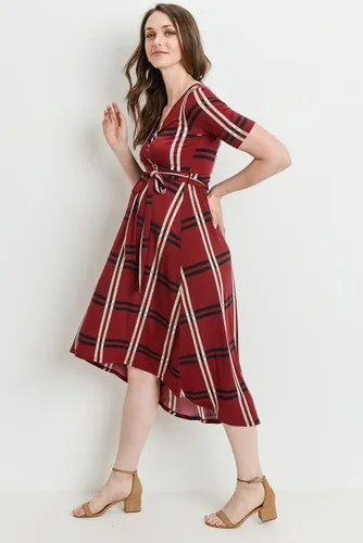 Vista 3 de Vestido cruzado de maternidad para mujer, longitud media con cinturón