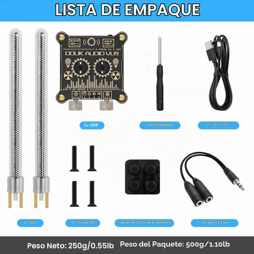 Vista 7 de Douk Audio VU9 Pixie Tube Medidor de nivel de sonido Retro Nixie Tube Audio Spectrum MIC Pickup para decoración de escritorio del hogar
