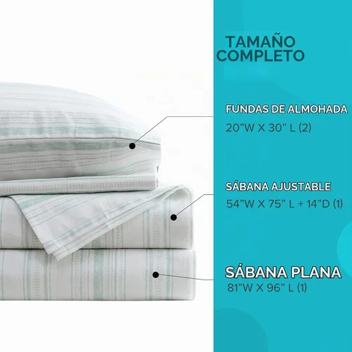 Vista 5 de Comfort Spaces Juego de sábanas 100% algodón transpirable, ligero, suave con bolsillo elástico de 14" que se ajusta a colchones de hasta 16", ropa