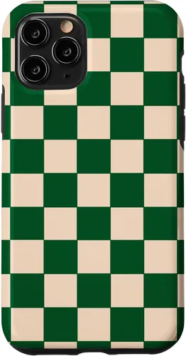 Vista 29 de Funda de tablero de ajedrez a cuadros blanco crema verde para iPhone 17