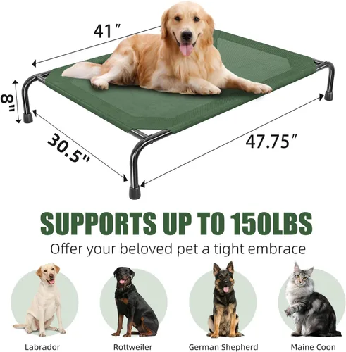 Vista 7 de Simple Trending Cama elevada para perros grandes, catre para perros XL impermeable, cama elevada para mascotas de enfriamiento al aire libre, 47.75