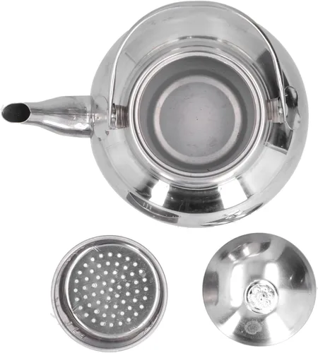 Vista 6 de Exquisita cafetera de acero inoxidable de 5.5 pulgadas con colador de té para hogar y restaurante