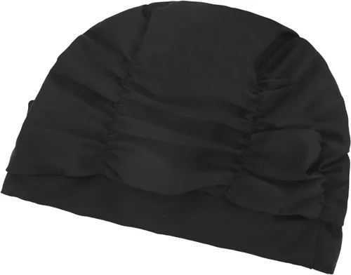 Vista 4 de Gorro de natación grande para mujer, de pelo largo, gorro de natación, de nailon elástico de gran tamaño, con pliegues elegantes
