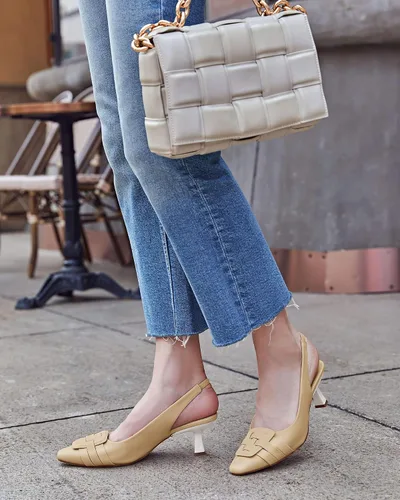 Vista 3 de Zapatos de vestir con tacón bajo y puntera cerrada para mujer, zapatos de vestir sexy y elegantes para boda y oficina