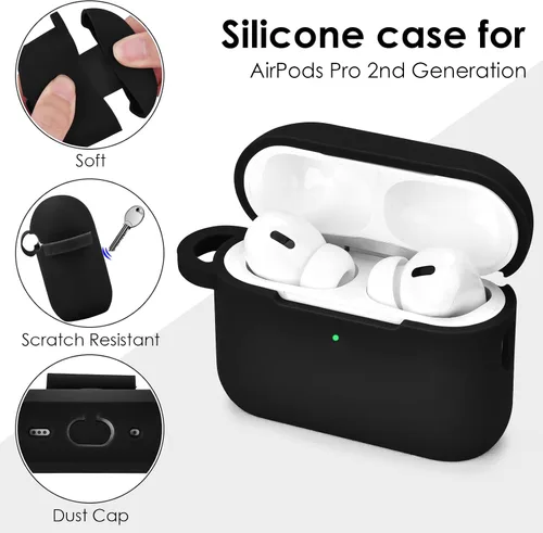 Vista 4 de Filoto - Estuche para AirPods Pro de 2ª generación 2022, funda protectora de silicona bonita con llavero de pulsera y accesorios para Apple AirPods
