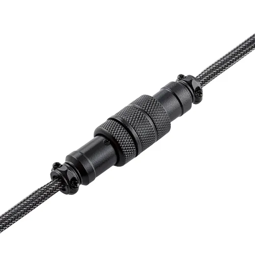 Vista 3 de GUNMJO Cable USB C en espiral profesional para teclado de juegos, cable de teclado mecánico aviador de metal con ángulo tipo C, USB-C de 4.9 ft a