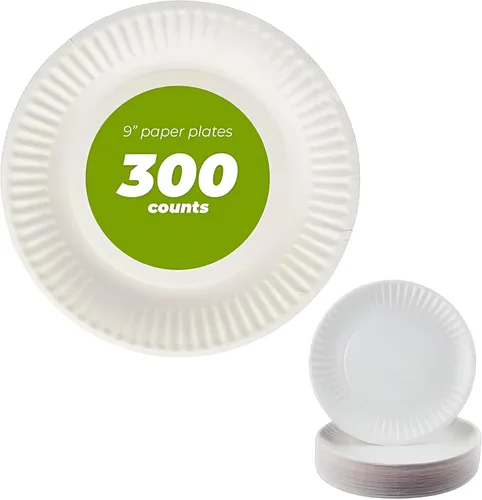 Vista 10 de Concession Essentials Plato de papel, 9" blanco sin recubrimiento 100ct