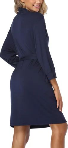 Vista 5 de Old-Times Batas de algodón para mujer, kimono, ropa de dormir de punto, hasta la rodilla, batas de baño para mujer