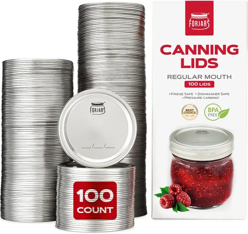 Vista 10 de FORJARS - Tapas para conservas de boca regular, paquete de 24 – Crea sellos herméticos en frascos Mason para conservar alimentos para preparación