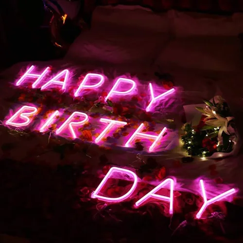 Vista 4 de Letrero de neón, letras de neón, letras del alfabeto de neón iluminadas, letras con luces LED, letras de marquesina iluminadas, batería, USB, rosa