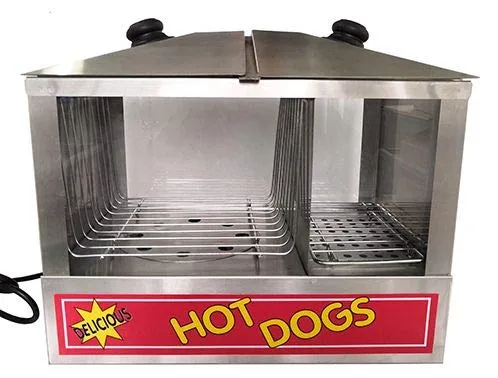 Vista 4 de Adcraft HDS-1300W/100 vaporizador para perritos calientes y bollos, capacidad para 100 perros calientes y 48 bollos, encimera, acero inoxidable, 120