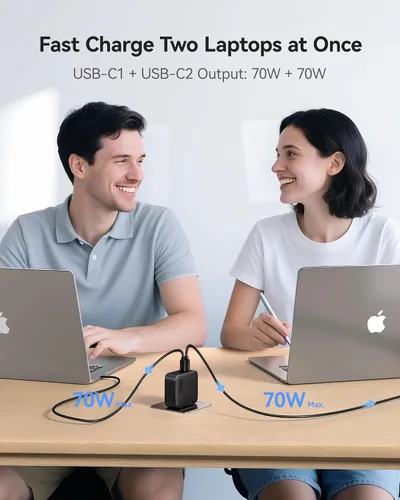 Vista 3 de Baseus PD3.1 140W Cargador USB C, Cargador Rápido PPS Tipo C, Bloque de Carga Rápida para MacBook Air/Pro, Pixelbook, iPad, iPhone Serie 17/16