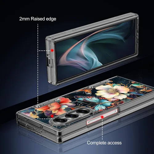 Vista 7 de Hekodonk Funda para Galaxy Z Fold 6, compatible con MagSafe, brilla en la oscuridad, protector de pantalla frontal, soporte, protección de bisagra