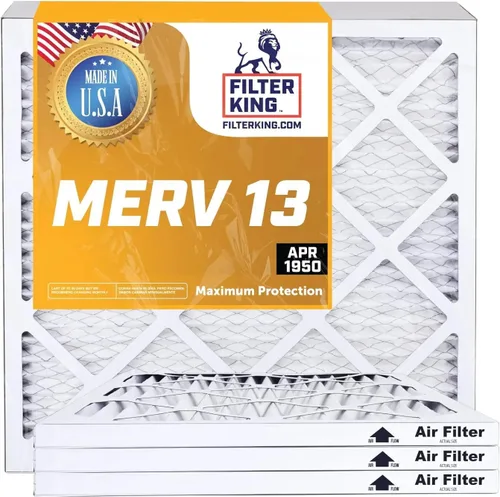 Vista 7 de Filter King Filtro de aire de 5.88 x 12.13 x 1 Paquete de 12 MERV 13 HVAC filtros de horno de aire acondicionado plisados Fabricado en Estados