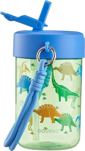 Vista 9 de GOSWAG Botella de agua para niños de 16 onzas con tapa con popote, botella Sueño estrellado