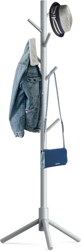 Vista 11 de Hupmad Perchero de árbol de madera, perchero resistente independiente con 8 ganchos, 3 alturas ajustables para niños y adultos, perchero de madera