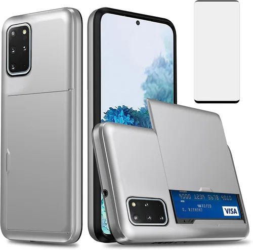 Vista 9 de Asuwish Funda para Samsung Galaxy S20 Plus/S20 Plus 5G con protector de pantalla de vidrio templado y tarjetero tipo cartera, funda rígida híbrida