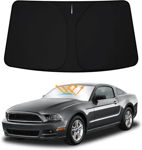 Vista 12 de D-Lumina Parasol para parabrisas con bandera de EE. UU. para Dodge Challenger 2015-2023, protector de sol frontal plegable, bloquea los rayos UV