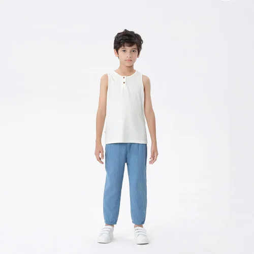 Vista 2 de GFQLONG Paquete de 3 pantalones casuales básicos lisos para bebé, verano, otoño, cómodos, de algodón y lino, paquete de 3