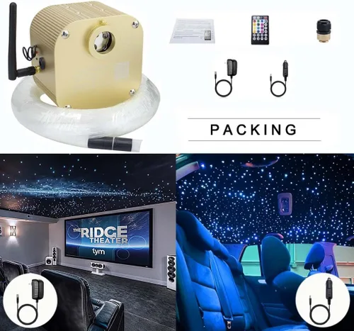 Vista 6 de Luces Azimom Bluetooth, con control, de 16 vatios, parpadean, luces de fibra óptica, iluminación de estrella para techo