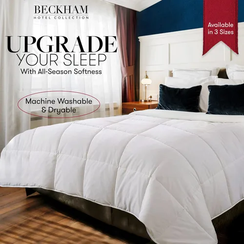 Vista 2 de Beckham Hotel Collection - Edredón de tamaño matrimonial/queen, serie 1600 con relleno alternativo para el hogar, ropa de cama y inserto de edredón
