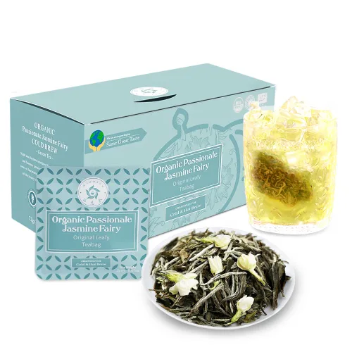 Vista 2 de RIANTEA Bolsas de té verde de jazmín orgánico, 100% natural, hoja entera, baja en cafeína, bolsa de té frío sin OMG, bolsas de té verde de alta